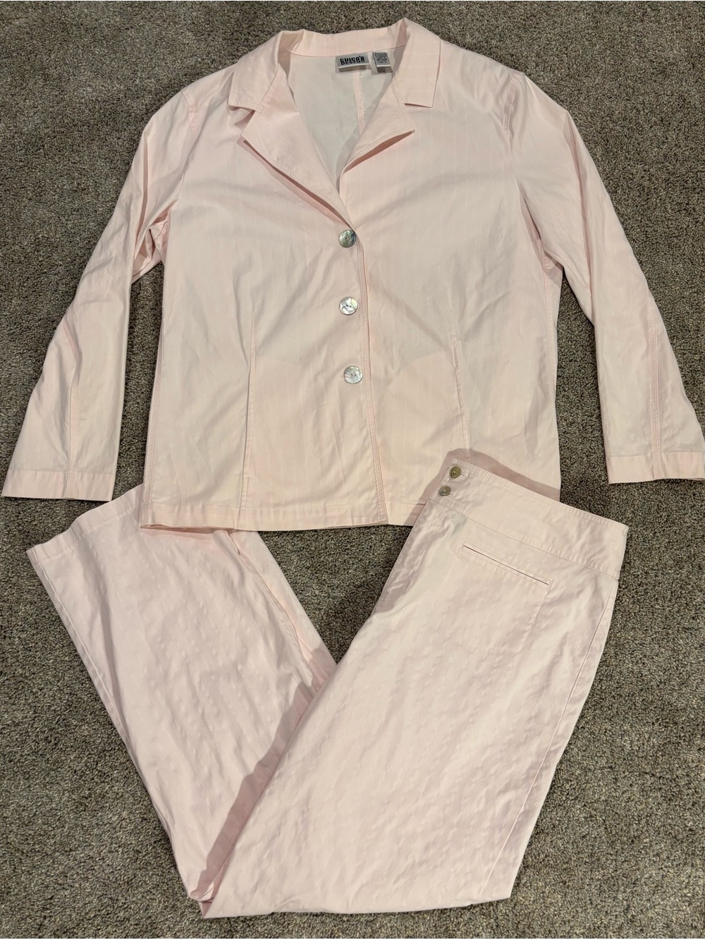 Chico's Design Women’s Light Pink 2-Piece Outfit Set Pantsuit Jacket Pants Sz 3